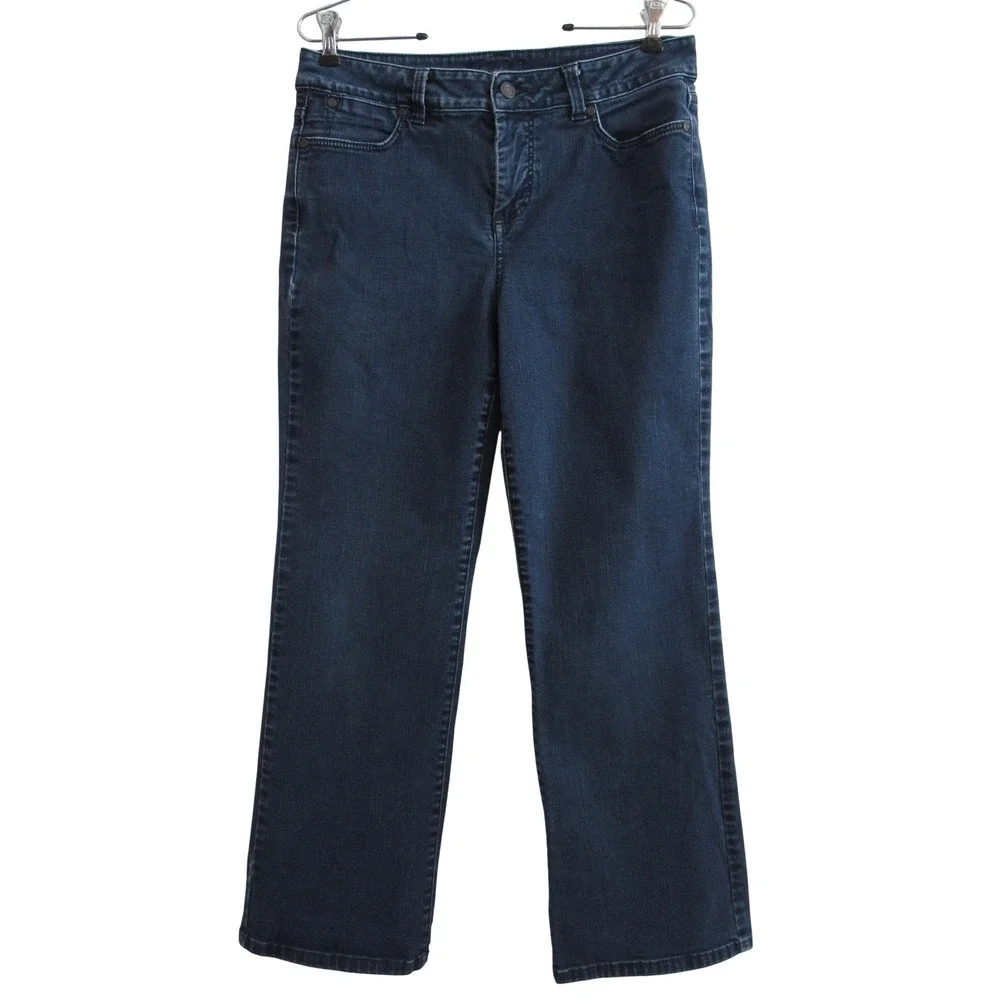 Talbots Curvy Petite Jeans 10P Dark Wash Wide‎ Leg Stretch Denim Minimalist